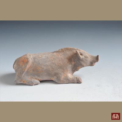 Han dynasty grey pottery pig